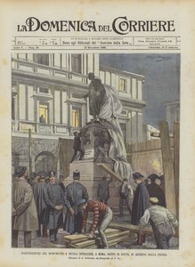 Inaugurazione del monumento a Nicola Spedalieri a Roma, fatto di notte, in segreto, dalla polizia da Achille Beltrame