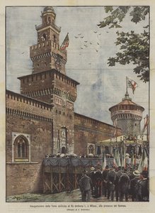 Inaugurazione della Torre dedicata al Re Umberto I a Milano, alla presenza dei Sovrani