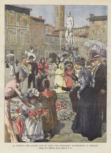 La fiorita nel luogo ove fu arso Fra Girolamo Savonarola a Firenze da Achille Beltrame