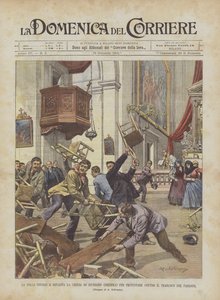 La folla invade e devasta la chiesa di Giussano (Brianza) per protestare contro il trasloco del parroco da Achille Beltrame