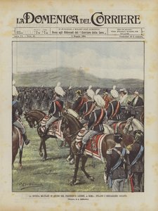 La rivista militare in onore del Presidente Loubet, a Roma, sfilano i bersaglieri ciclisti da Achille Beltrame
