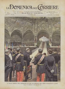 La solenne cerimonia della distribuzione dei premi agli espositori nella mostra internazionale di Parigi da Achille Beltrame