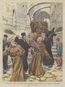 La tragicomica baruffa tra monaci greci e francescani avvenuta presso il Santo Sepolcro, a Gerusalemme