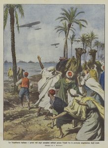 La Tripolitania italiana, i primi voli degli aeroplani militari presso Tripoli fra la profonda