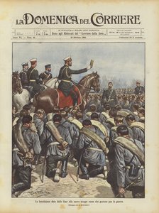 La benedizione data dallo Zar alle nuove truppe russe che partono per la guerra