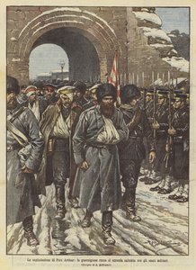 La capitolazione di Port Arthur, la guarnigione russa si arrende con gli onori militari da Achille Beltrame