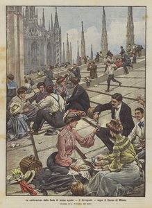 La celebrazione della festa di mezzo agosto, il Ferragosto, sopra il Duomo di Milano