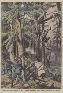 La lotta nelle foreste, un assalto dei nostri a una delle impalcature di agguato, sistemate dagli