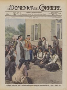 La tristezza in un piccolo regno, i Sovrani del Montenegro fra le vedove dei soldati sedute