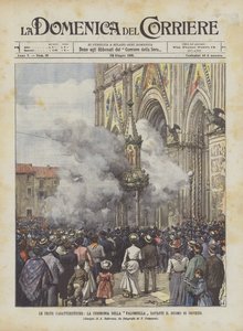 Le feste caratteristiche, la cerimonia della Palombella davanti il Duomo di Orvieto da Achille Beltrame