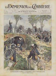 Le recenti manovre di campagna, un caratteristico attacco di bersaglieri ciclisti
