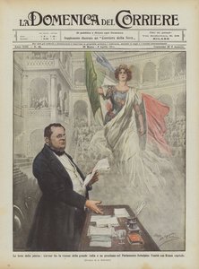 Feste della patria, Cavour ha la visione della grande Italia e ne proclama nel Parlamento da Achille Beltrame