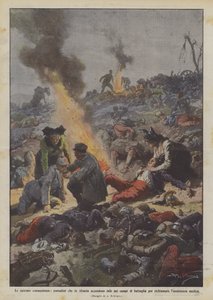 Le spietate conseguenze, contadini che in Alsazia accendono falò nei campi di battaglia da Achille Beltrame