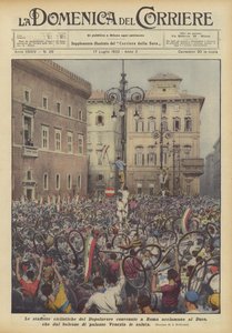 Le staffette ciclistiche del Dopolavoro convenute a Roma acclamano al Duce