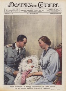 Maria Gabriella, la nuova Principessina di Casa Savoia, tra gli augusti genitori, Principi di Piemonte