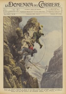 Mentre due alpinisti scalavano la parete est del Monte Civetta, nelle Dolomiti, il masso da Achille Beltrame