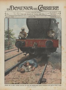 Mirabile atto di valore, fuochista ferroviario che salva una bambina presso Ancona sdraiandosi da Achille Beltrame