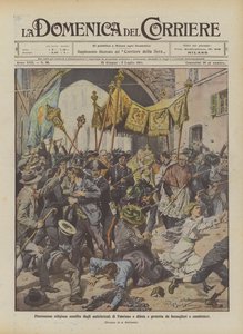 Processione religiosa assalita dagli anticlericali di Fabriano e difesa e protetta da bersaglieri e carabinieri da Achille Beltrame