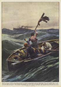 Quattro studenti romeni su una piccola barca da Constanza da Achille Beltrame