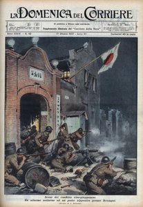 Seconda guerra sino-giapponese (1937-1945): scontri vicino a Shanghai. Illustrazione di Achille Beltrame in 