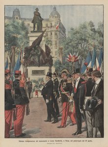 Solenne inaugurazione del monumento a Leone Gambetta, a Nizza, nel pomeriggio del 25 aprile da Achille Beltrame