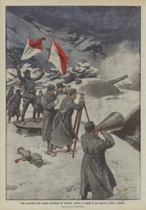 Sulle posizioni della nostra artiglieria da fortezza, mentre si regola il tiro contro le difese nemiche