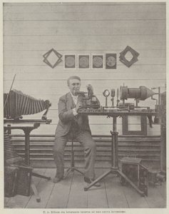 T. A. Edison sta lavorando intorno ad una nuova invenzione da Achille Beltrame