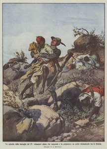Un episodio della battaglia del 27, volontario alpino che sorprende e fa prigioniero un arabo