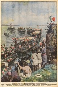 Un pittoresco corteo sul Po da Achille Beltrame