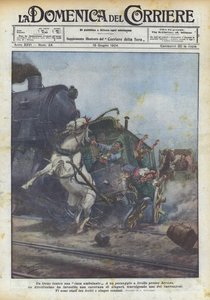 Un treno contro una casa ambulante da Achille Beltrame