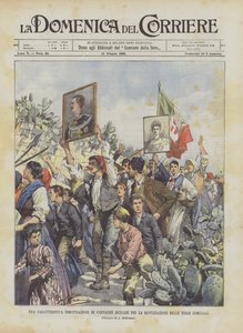 Una caratteristica dimostrazione di contadini siciliani per la quotizzazione delle terre comunali