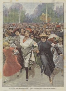 Una gara di corsa fra mille sartine a Parigi, la partenza dal giardino delle Tuileries