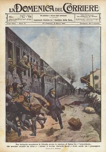 Una battaglia sanguinosa in Irlanda, presso la stazione di Upton, tra i sinn-feiners da Achille Beltrame