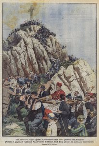 Una pittoresca sagra alpina, la benedizione della croce giubilare sul Resegone da Achille Beltrame