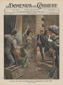 Una valente attrice bruciata sul palcoscenico durante una rappresentazione in un teatro di prosa da Achille Beltrame