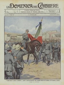 Voglio essere il primo a baciarla!, grida il generale Mambretti alla consegna della nuova bandiera