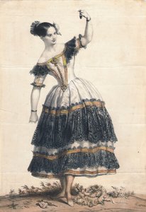 Fanny Elssler come Florinda nella danza La Cachucha balletto Le Diable boiteux, 1836