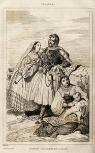 Una colonia albanese in Calabria, incisione di Deveria, in “Italia pittoresca”, editore Amable Coste, Parigi da Achille Devéria