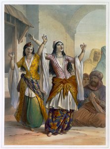 Ragazze danzanti egiziane che eseguono il Ghawazi a Rosetta, Egitto, 1848 da Achille Devéria