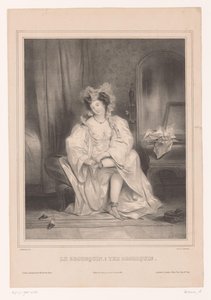 Giovane donna che toglie il brodequin da Achille Devéria
