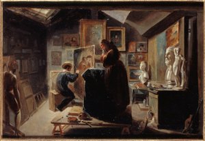 Posa di una modella, 1838 circa (olio su carta su tela)