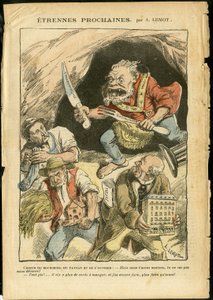 Illustrazione di Achille Lemot (1846-1909) in Le Pelerin, 07/01/06 - Prossimo straniero - Agricoltura, Collettivismo, Socialismo - Lavoratore, Contadini, Agricoltori - Orco/mangiare/ingoiare, Animalizzazione