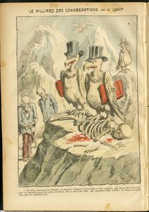 Illustrazione di Achille Lemot (1846-1909) in Le Pelerin, 07/10/06 - Il miliardo di Congregazioni - Religione Fede, Cattolicesimo - Miliardo di Congregazioni - Avvoltoio da Achille Lemot