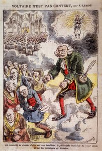 Voltaire non è contento di Achille Lemot - Caricatura sui Francs Macons - in "Pelerin" 25/04/1909