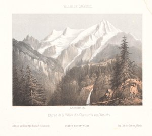 Vista di Chamonix con il ghiacciaio Mer-de-Glace e l