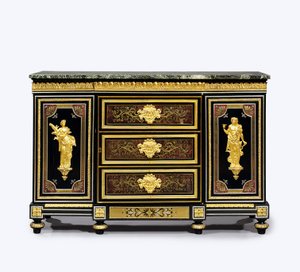 Mobiletto laterale in marqueterie boulle con montature in bronzo dorato, tardo Luigi XVI da Adam (attr. to) Weisweiler
