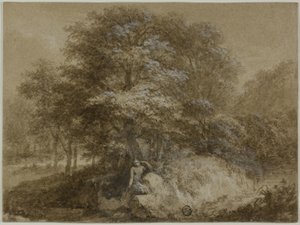 Boschetto ombroso con ninfa seduta sotto un albero da Adam Friedrich Oeser
