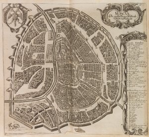 Mappa di Mosca. Da: Vermehrte Newe Beschreibung der Muscowitischen..., 1656 da Adam Olearius