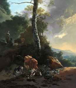 Paesaggio con bue infuriato
