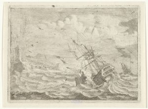 Veduta marina con nave in pericolo da Adam Silo